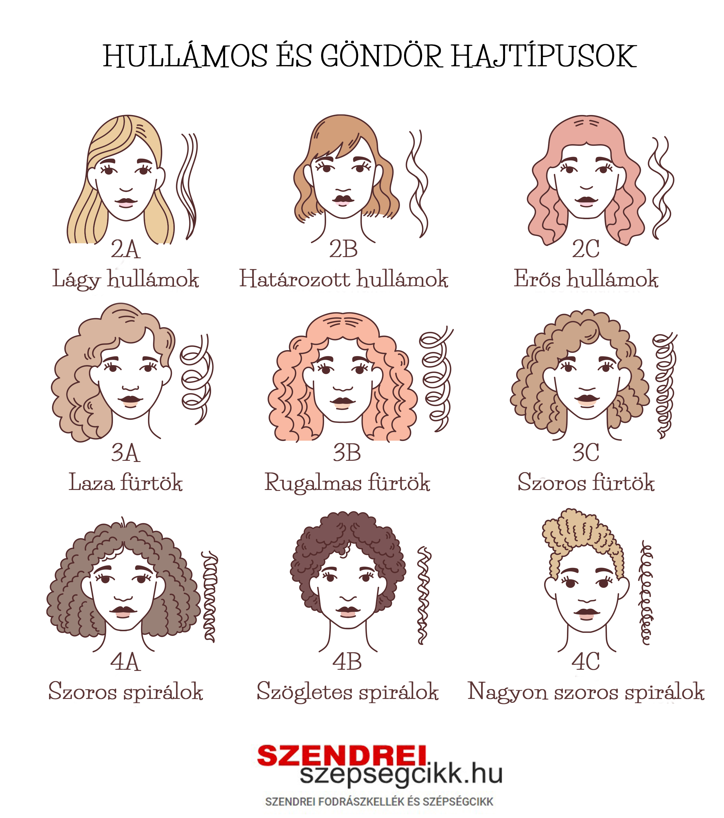 hullámos és göndör hajtípusok