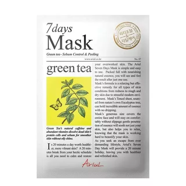 Ariul 7Days Arcmaszk Fátyol - Sebum Control&Peeling - Zöld tea kivonattal 20g