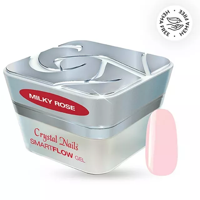 Crystal Nails Smartflow Builder Gel - Milky Rose építőzselé - 15ml