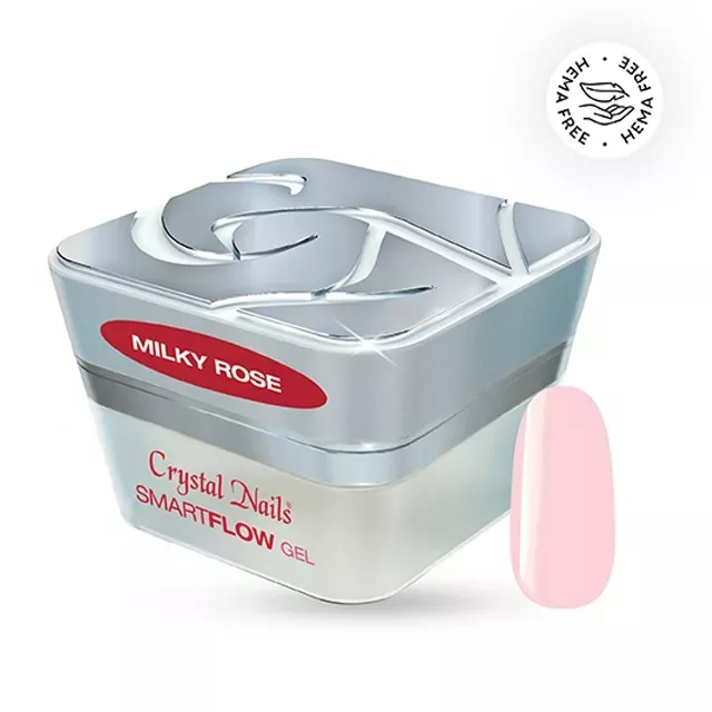 Crystal Nails Smartflow Builder Gel - Milky Rose építőzselé - 5ml