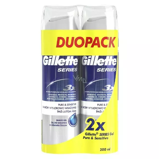 Gillette Borotvazselé-Series-Pure&Sensitive,illat-és színezékmentes 2x200ml