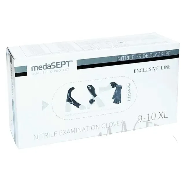 Gumi kesztyű Nitril Fekete XL 100db Medasept