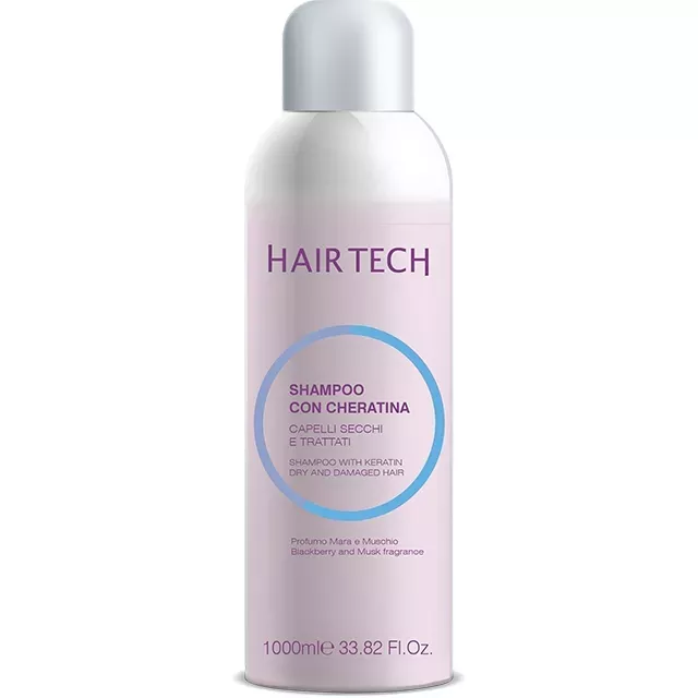 Hair Tech Hajsampon - Kasmír keratin+E vitamin, száraz&festett hajra 1000ml