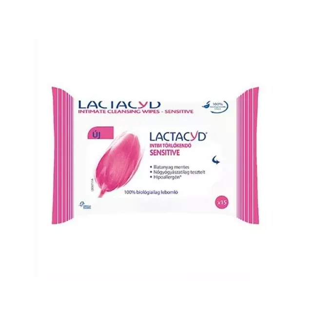 Lactacyd Nedves Törlőkendő Intim-Sensitive-Érzékeny bőrre 15db/cs