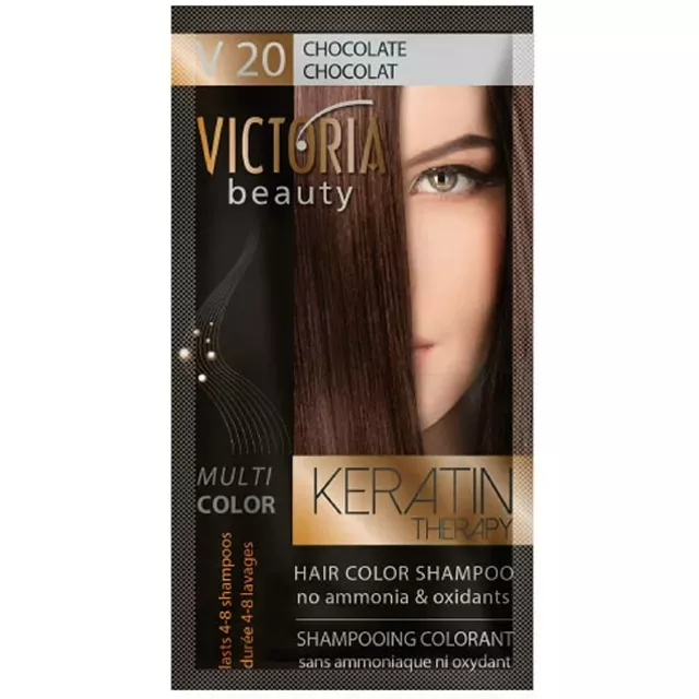 VICTORIA Keratin Therapy Hajszínező Sampon 40ml - V20 Csokoládébarna