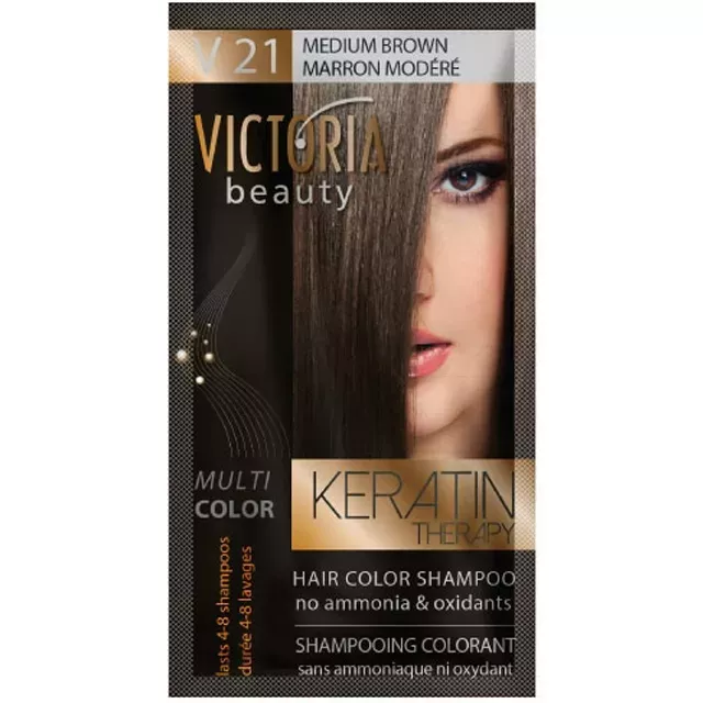 VICTORIA Keratin Therapy Hajszínező Sampon 40ml - V21 Középbarna
