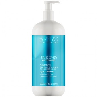 6.ZERO Take Over sampon - Active Sheer - zsíros, korpás hajra & fejbőrre 500ml