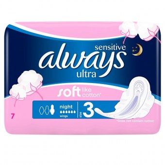 Always Egészségügyi betét Ultra Sensitive Night 7db