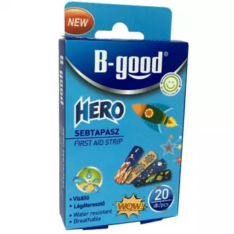 B-good Sebtapasz Gyerekeknek-Vízálló,Légáteresztő Hero 20db