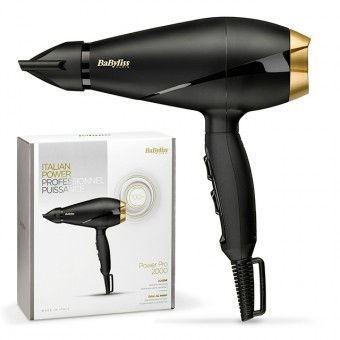 BaByliss Power Pro Hajszárító 2000W, AC motor, Fekete-arany Kivitel BA6704E