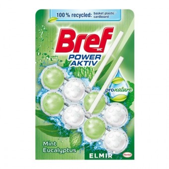 Bref WC illatosító 3x50g Menta és Eukaliptusz 100% újrahasznosított csomagolás
