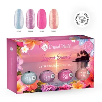 Crystal Nails Lagoon Sunset 3 STEP CrystaLac készlet (4x4ml)