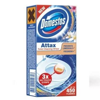Domestos WC Tisztító Öntapadós csík - Attax - Trópusi illat 3x10g