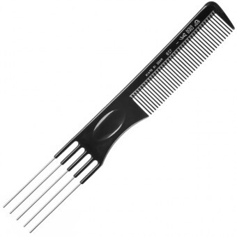 Eurostil Fésű Stíl - Tupírozáshoz, Fémtűs véggel, Fekete 19,5cm 00128