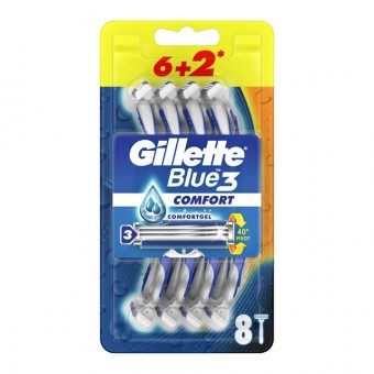 Gillette Eldobható borotva - Blue3 Comfort - Továbbfejlesztett krémezőcsík 6+2db