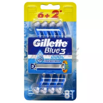 Gillette Eldobható borotva - Blue3 Cool - Hűsítő krémcsíkkal 6+2db