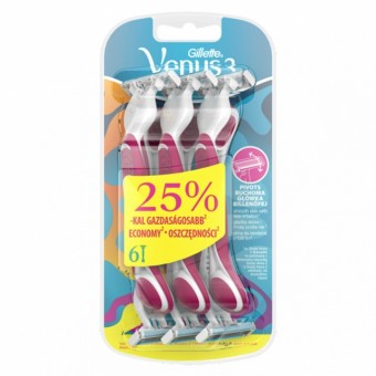 Gillette Eldobható borotva Női Venus3 6db 3 pengés Plus vegyes szín