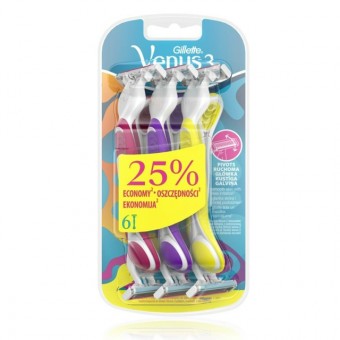 Gillette Eldobható Női borotva Venus3 6db Plus Pink