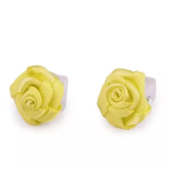 Hajcsipesz Karmos Mini Virágos - Textilrózsa pasztell sárga 1db