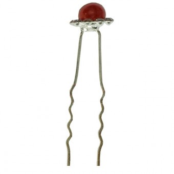 Hajtű ezüst körbe crystal közepén piros gyönggyel FS0075_red