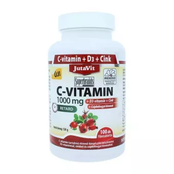 JutaVit C-Vitamin 1000 MG +D3+Cink Retard Filmtabletta Csipkebogyóval 100db