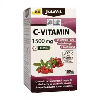 JutaVit C-Vitamin 1500mg +Csipkebogyó+Acerola+D3 vitamin+Cink Kapszula 100db