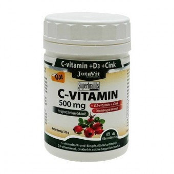 JutaVit C-vitamin 500mg Retard+Csipekbogyó kivonat+D3-Vitamin+Cink Kapszula 45db