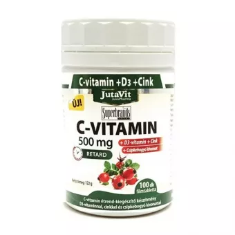 JutaVit C-vitamin 500mg Retard+Csipekbogyó kivonat+D3-Vitamin+CinkKapszula 100db