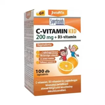 JutaVit Kid C-Vitamin 200 MG + D3-Vitamin Narancs Ízű Rágótabletta 100db
