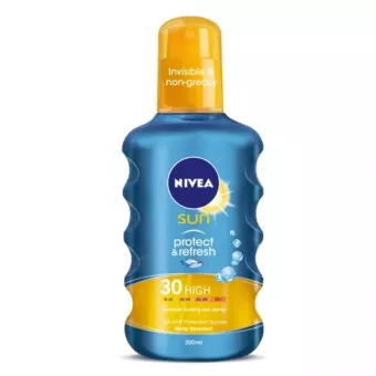 Nivea Napozó Spray - Protect&Dry - Hűsítő , Vízálló , Áttetsző FF30 200ml