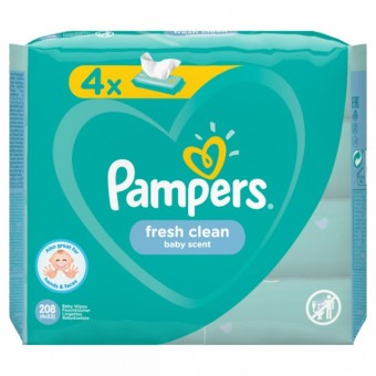 Pampers Nedves Törlőkendő Fresh Clean Kézre-és Arcra is használható 4x52db