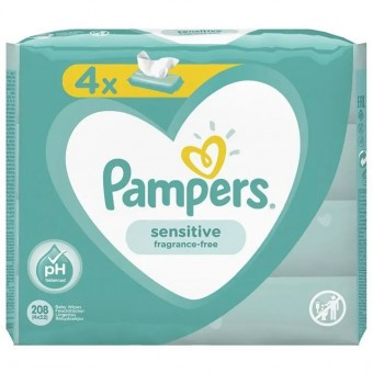 Pampers Nedves Törlőkendő Sensitive Illatanyag Mentes 4x52db