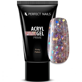 Perfect Nails Csillámos AcrylGel Prime - Tubusos Akril Gél 15g - Pinky Flakes