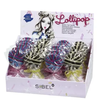 Sibel Lollipop Hajgumi Kék-Lila/Arany-Barna 24db/cs
