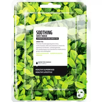 SUPERFOOD Arcmaszk Fátyol - Soothing - Vízalapú esszencia , Zöld tea kivonat 25g